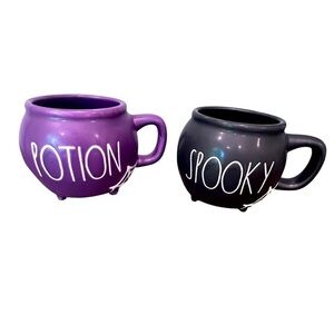Rae Dunn NWOT Halloween Spooky/Potion‎ Cauldron Coffee Mugs Purple/Black Set/2